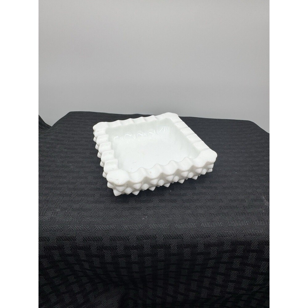 Vintage Fenton Hobnail Milk Glass 5" Square Ashtray - Picture 1 of 4